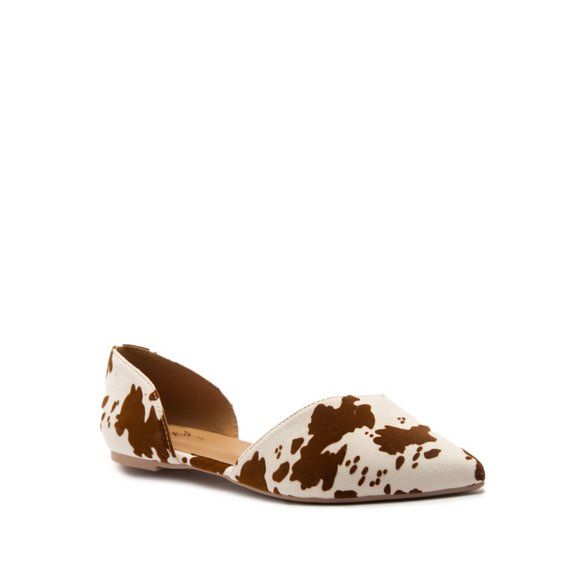 Qupid Shoes - ⚡FINAL PRICE! Brown Cow Print D'Orsay Flats